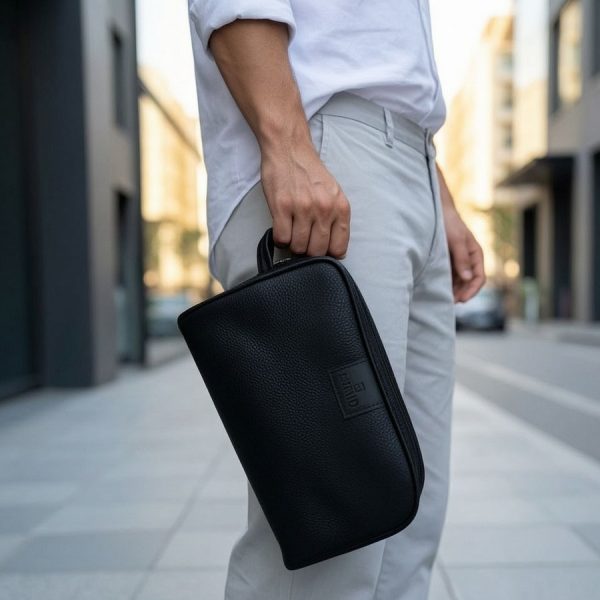 کیف دستی طرح چرم مشکی مردانه