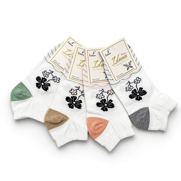 women-fantasy-flower-ankle-socks-pack-4 جوراب مچی فانتزی زنانه طرح گل