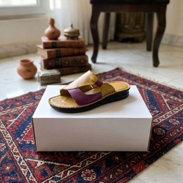 صندل زنانه طبی چرمی دو رنگ